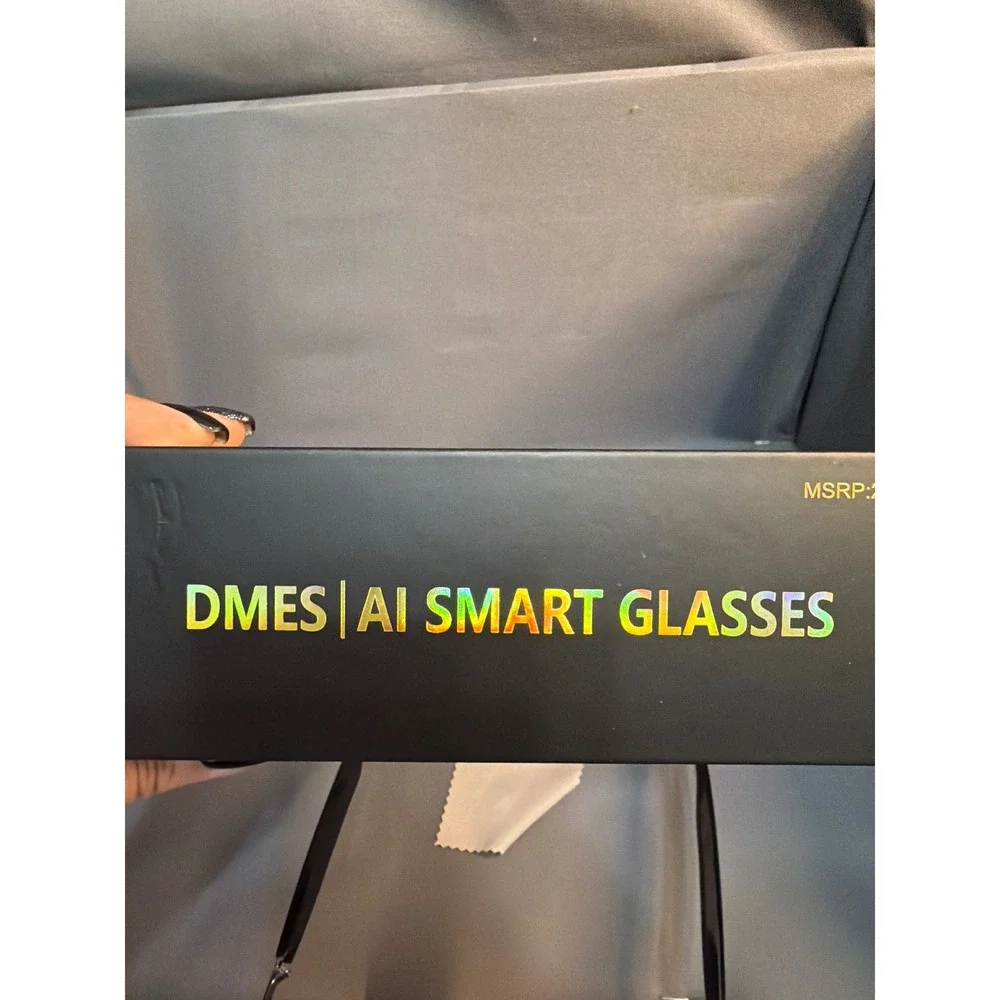DMES AI Smart Glasses Bluetooth Audio Aviator Sunglasses Silver Frame Black